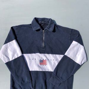 Brandy Melville quarter zip flag sweatshirt